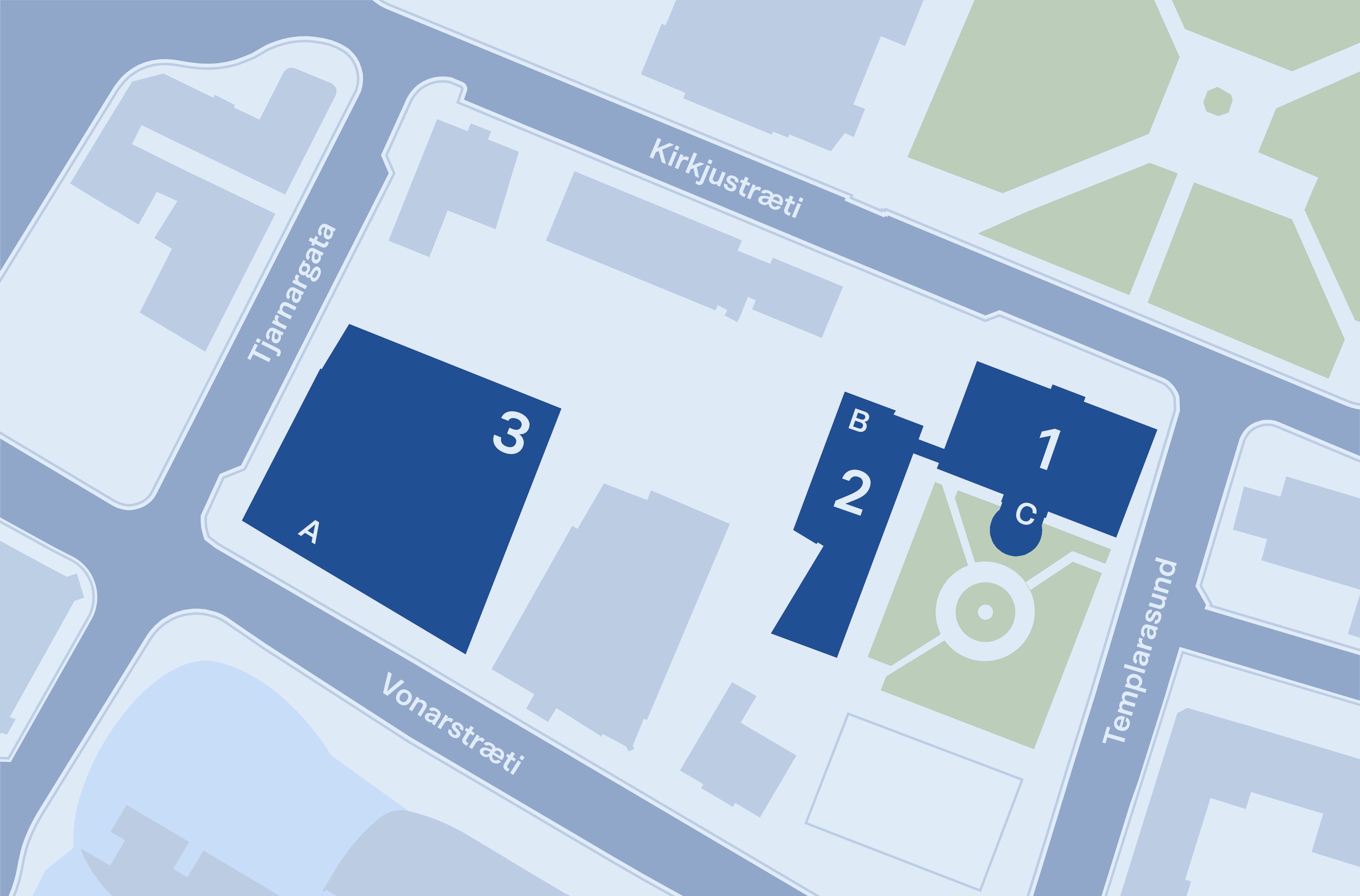 Map of the parliament buildings Althingi-kort_1782477507153